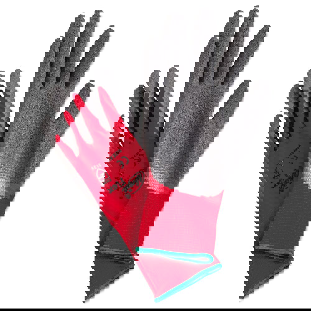 Ninja Flex Latex-Coated-Palm Gloves, Nylon Shell, X-Large, Red/Gray